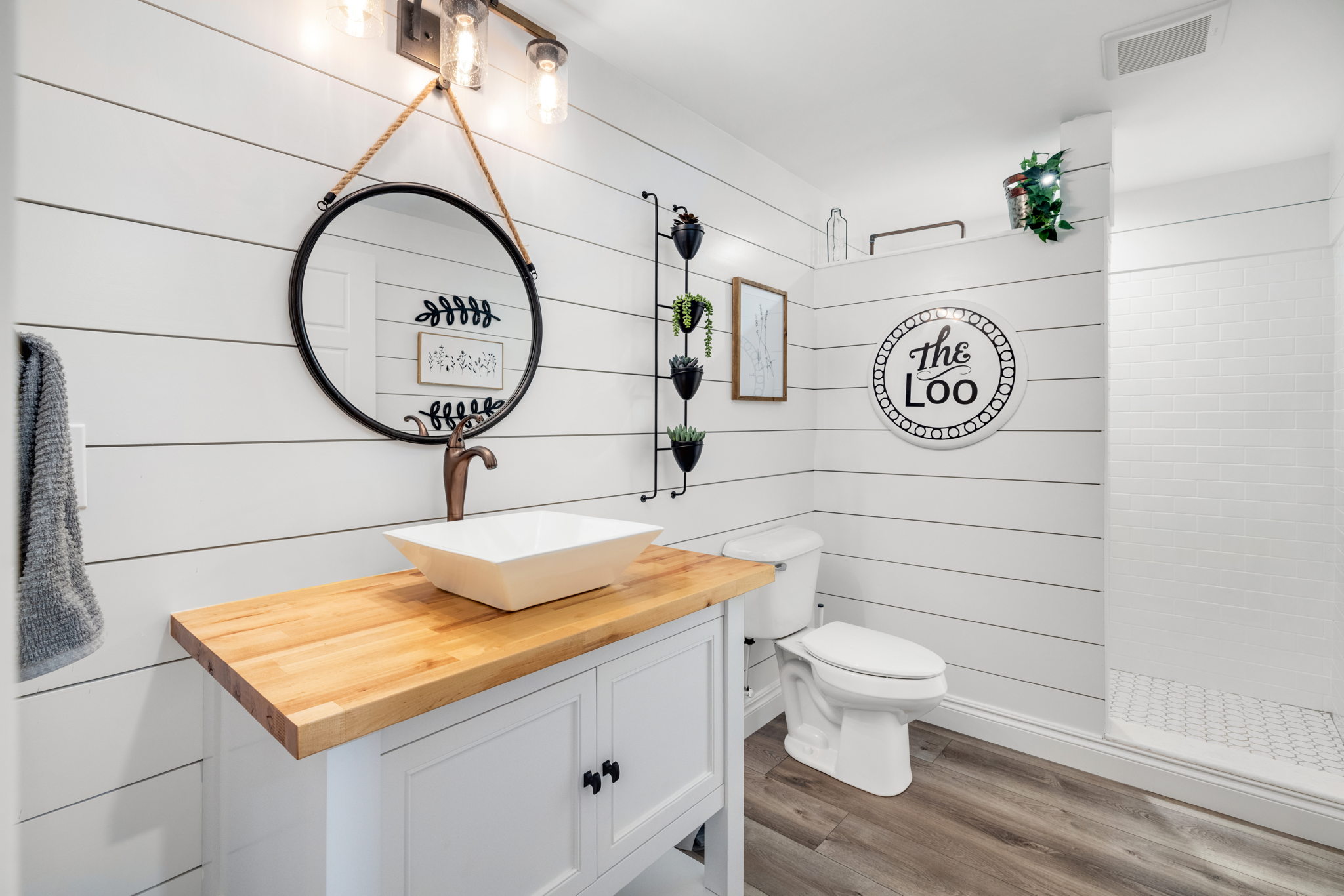 Woodline Building Company Project: Modern Rustic Ranch Basement Bathroom