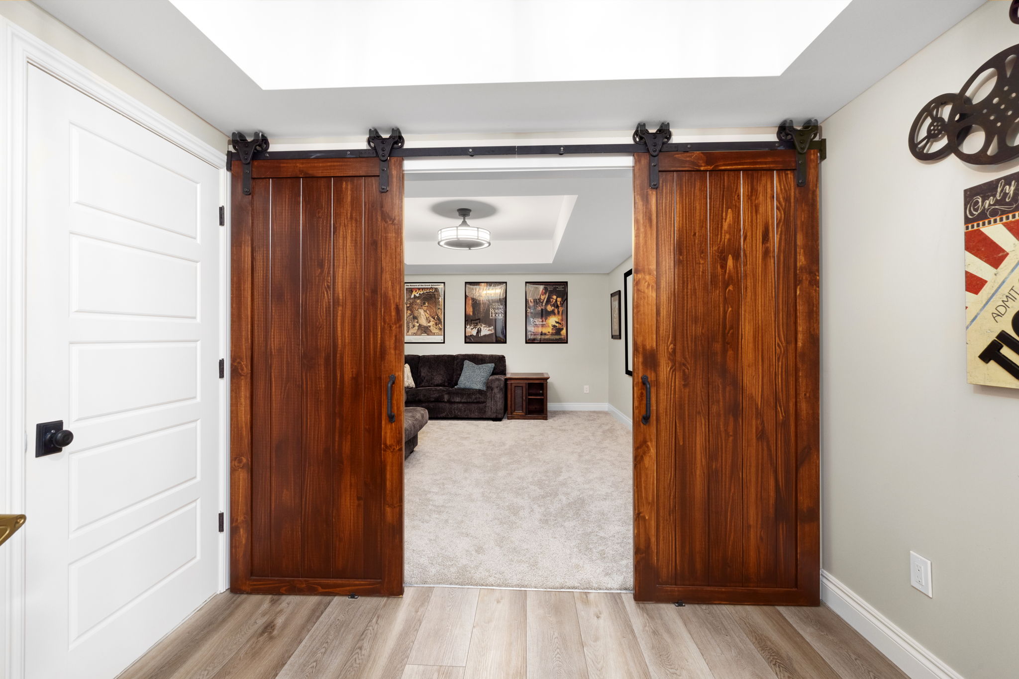 Woodline Building Company Project: Modern Rustic Ranch Basement Sliding Barn Doors