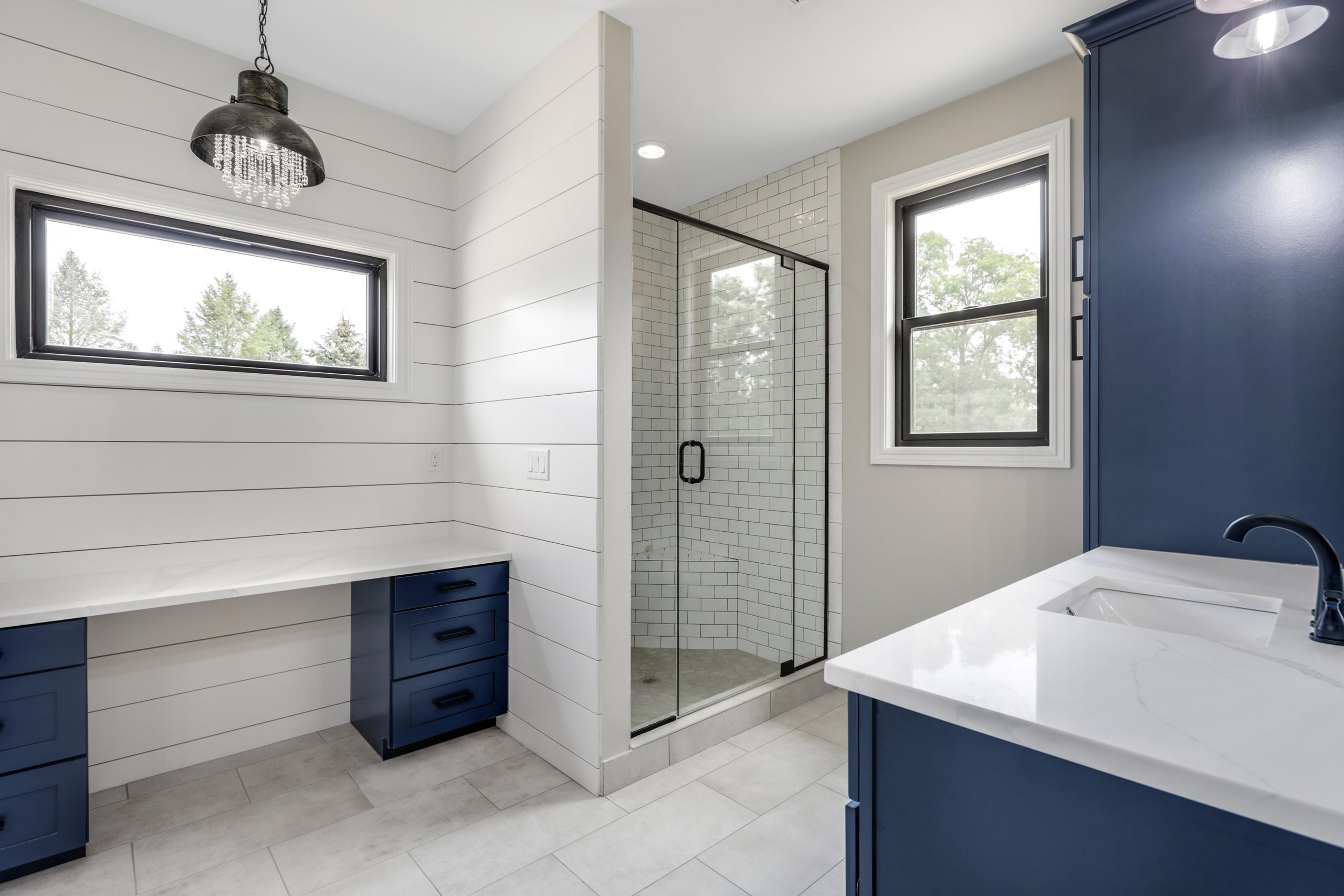 Woodline Building Company Project: Contemporary Farmhouse Interior Master Bath Full View With Vanity
