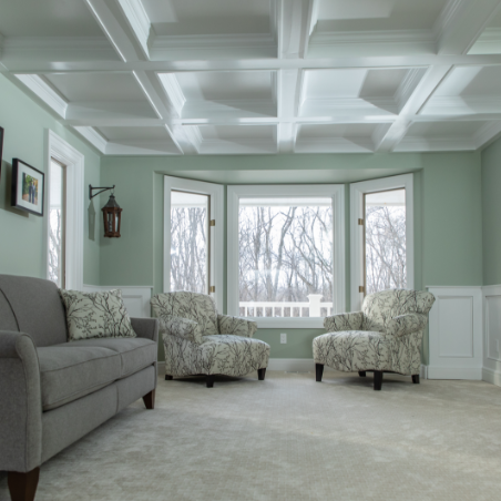 Traditional Library & Bathroom