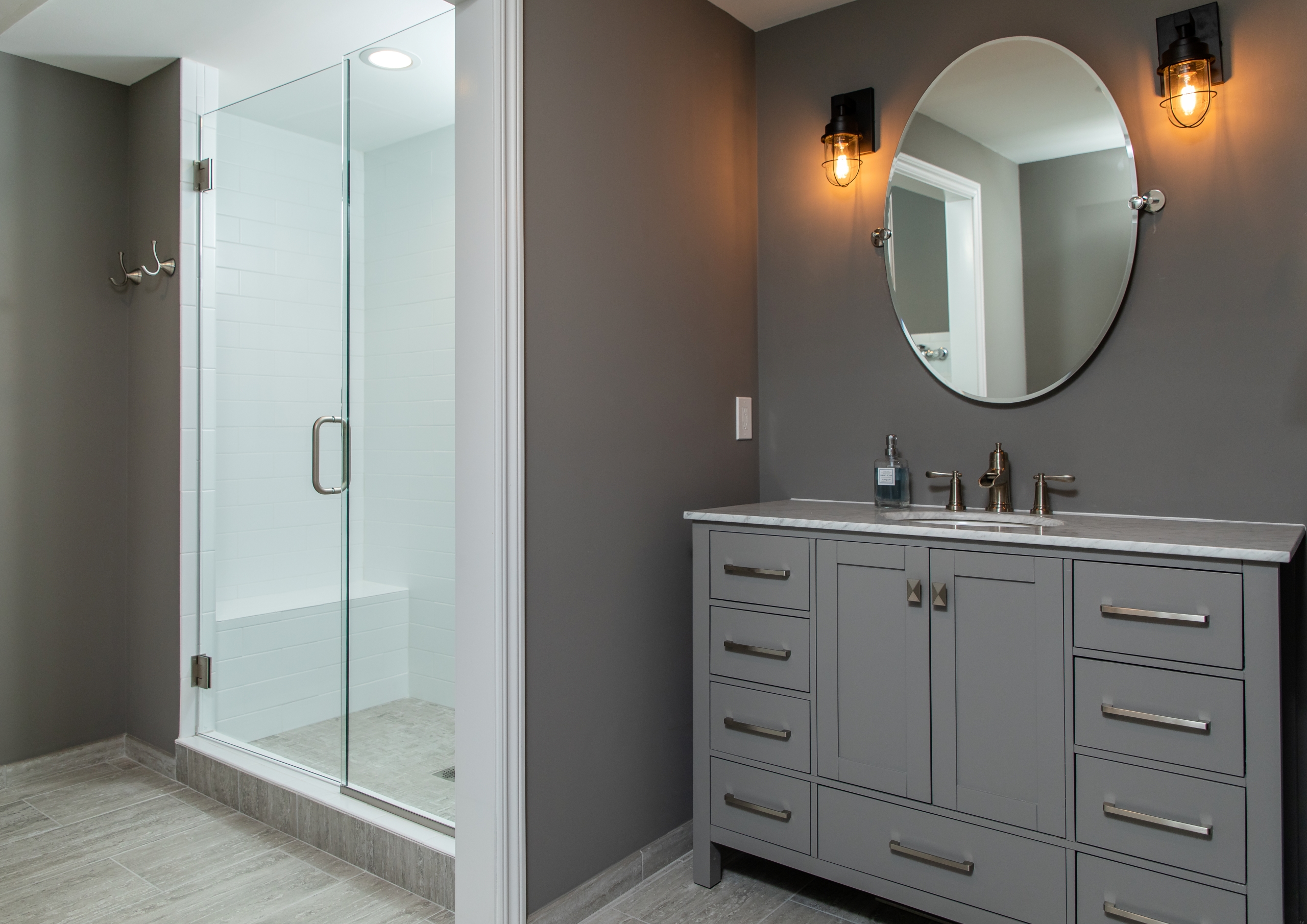 Woodline Building Company Project: Contemporary Basement Bathroom