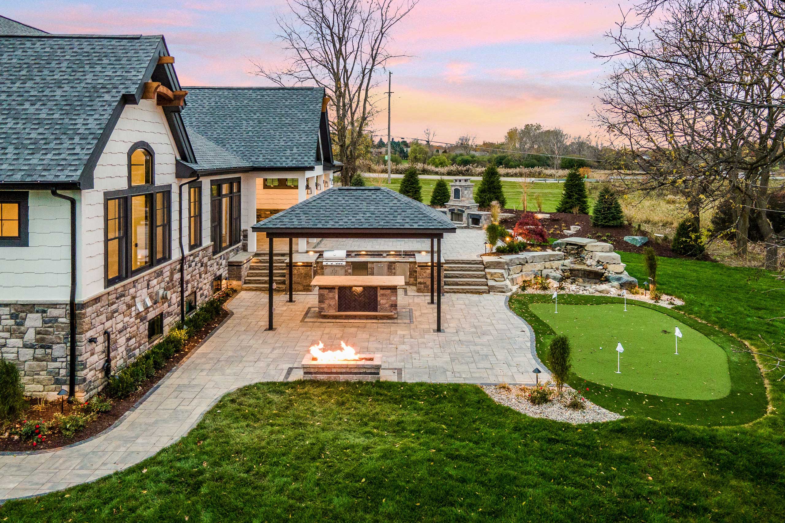 Woodline Building Company Golfers Haven Rear Elevation Drone Photo By Stylish Detroit