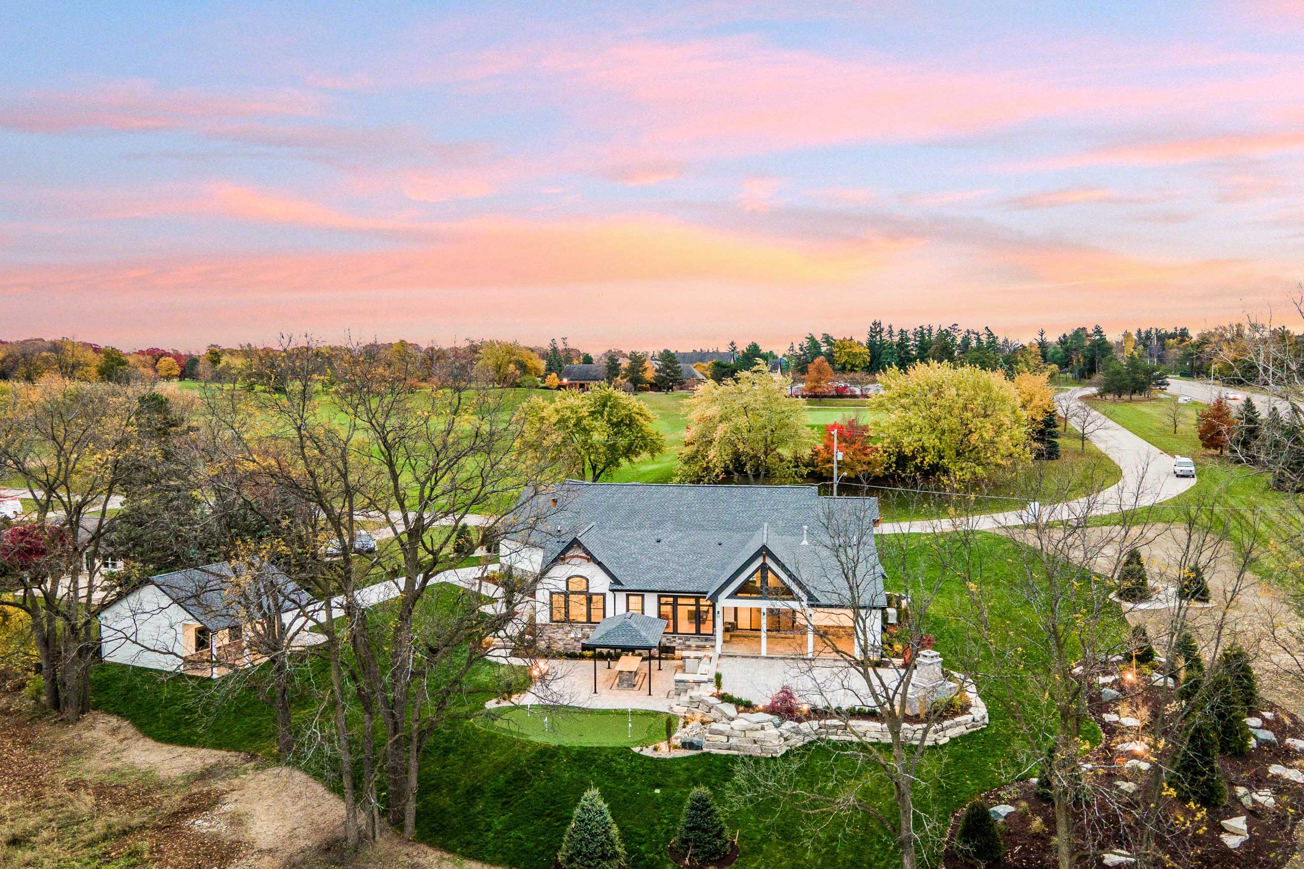 Woodline Building Company Golfers Haven Rear Elevation Drone Photo